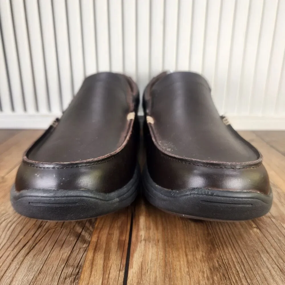 Skechers Relaxed Fit Harper Forde Men's 12 Dark Brown Leather Loafer Shoes 56298